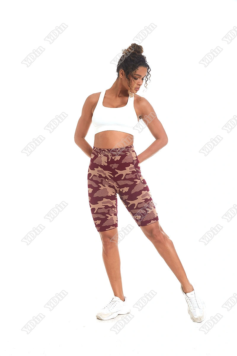 OEM High Waist Fitness Sports Wear Pocket Women Running Yoga Wear Shorts