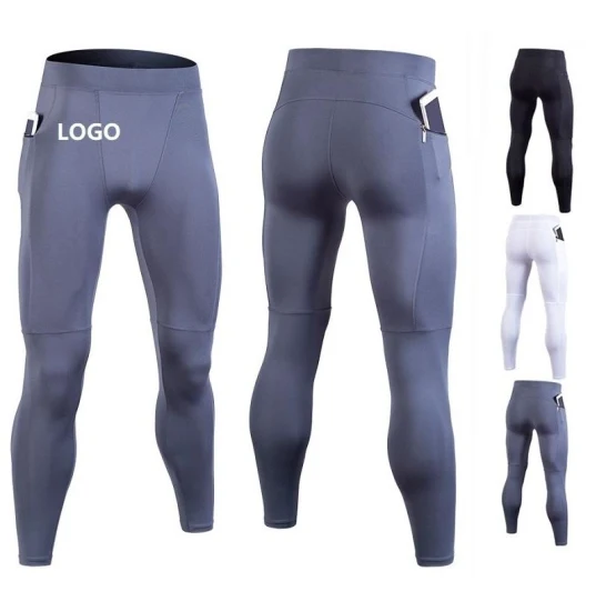 Wholesale Base Layer Tights Sports Pant Custom Logo Polyester Zip Pocket Running Basketball Compression Training Leggings Gym Suit Base Layer for Men