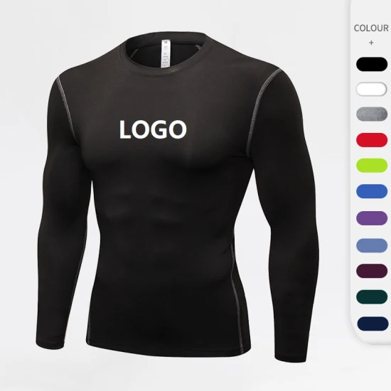 Wholesale Compression Shirt Custom Logo Polyester Slim Fit Short Sleeve Fitness Clothing Mens Base Layer Top Gym Shirt for Men